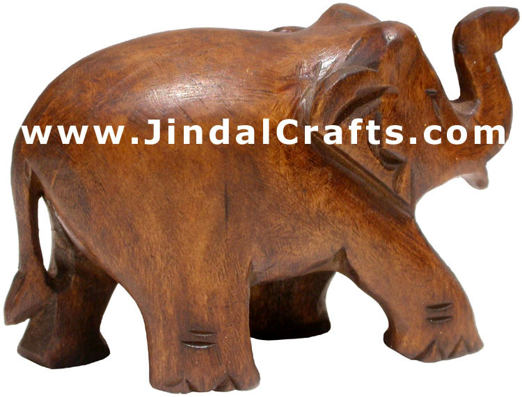 Hand Carved Wood Elephant Sculpture India Carving Art