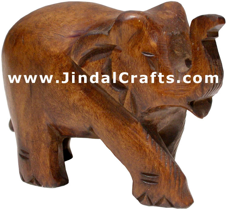 Hand Carved Wood Elephant Sculpture India Carving Art