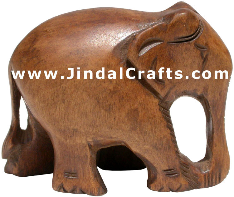 Hand Carved Wood Elephant Sculpture India Carving Art