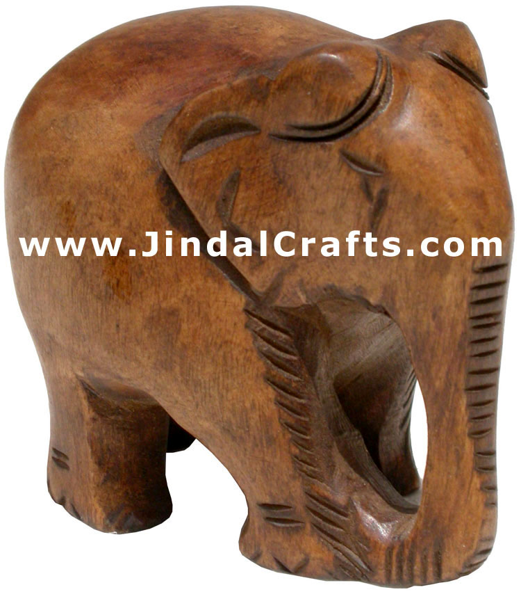 Hand Carved Wood Elephant Sculpture India Carving Art