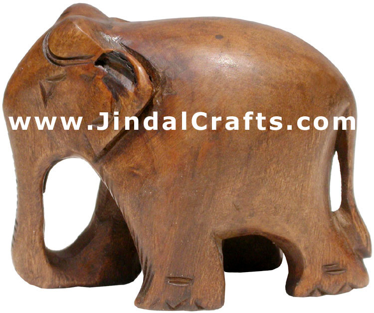 Hand Carved Wood Elephant Sculpture India Carving Art