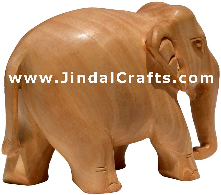 Hand Carved Wood Elephant Sculpture India Carving Art