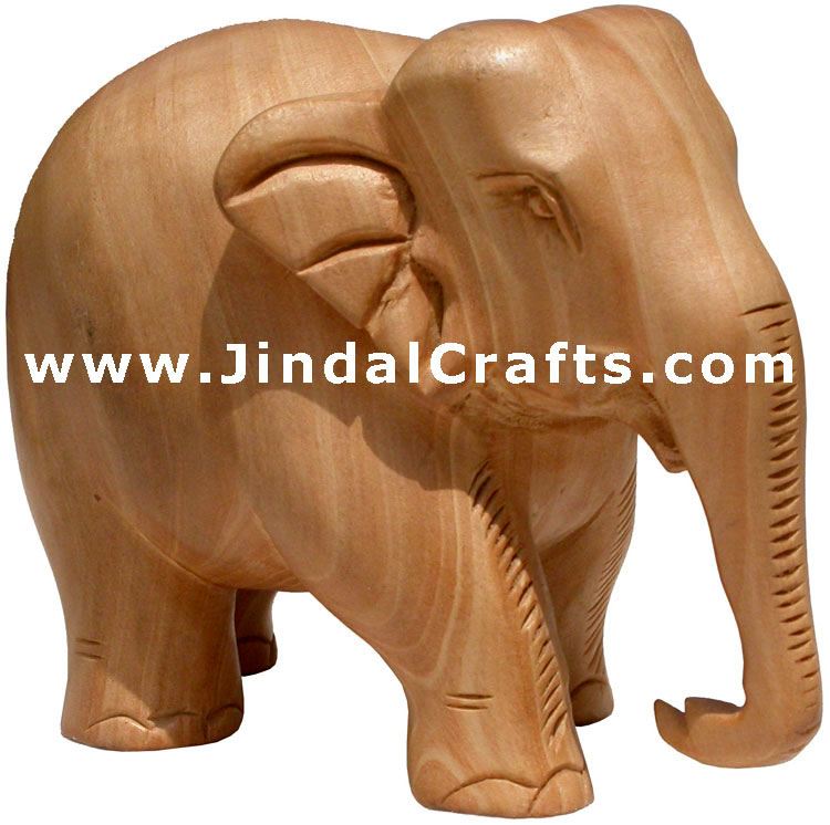 Hand Carved Wood Elephant Sculpture India Carving Art