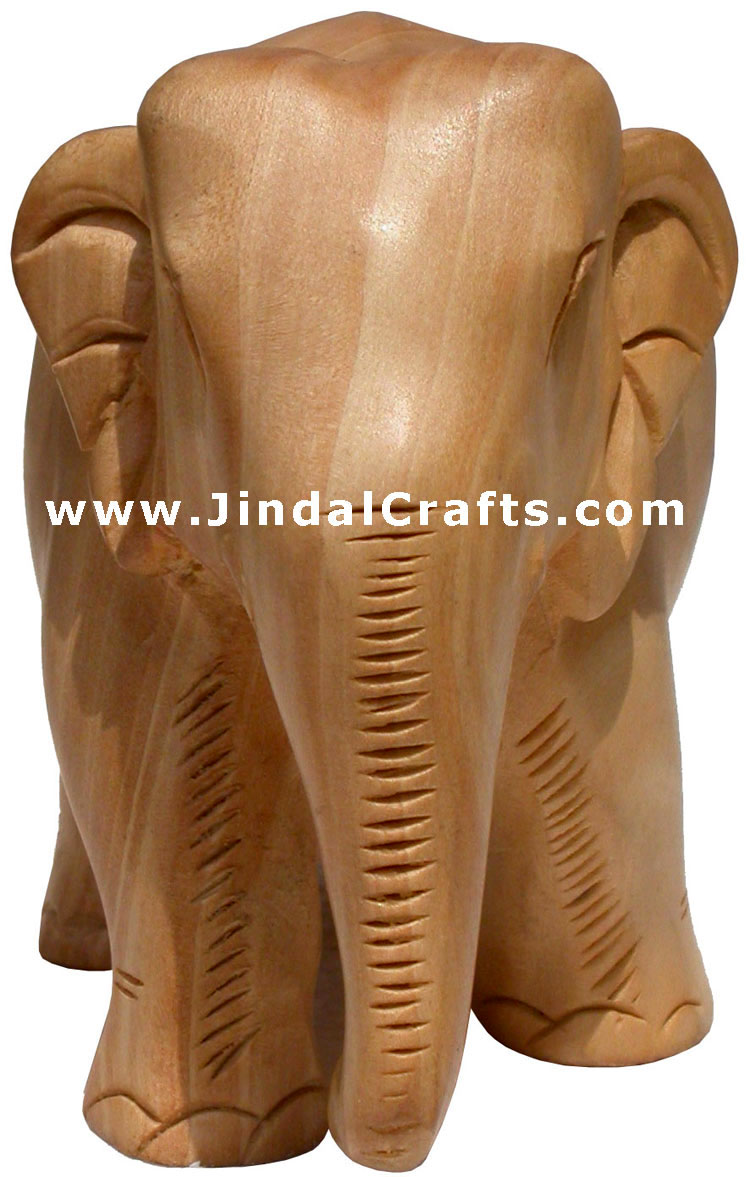 Hand Carved Wood Elephant Sculpture India Carving Art