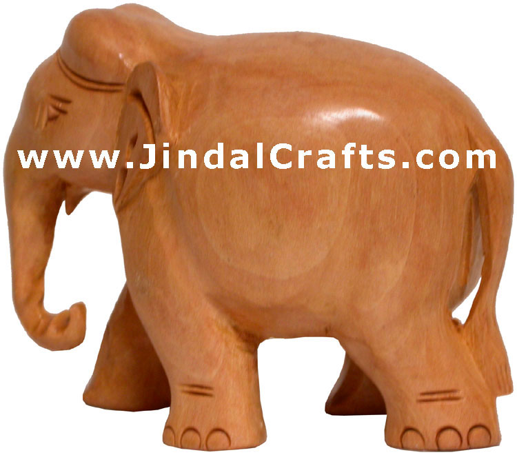 Hand Carved Wood Elephant Sculpture India Carving Art