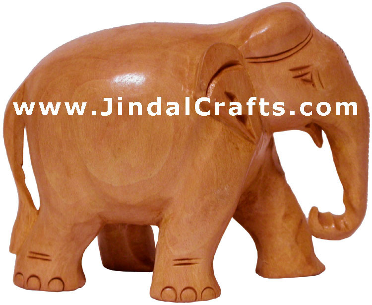 Hand Carved Wood Elephant Sculpture India Carving Art