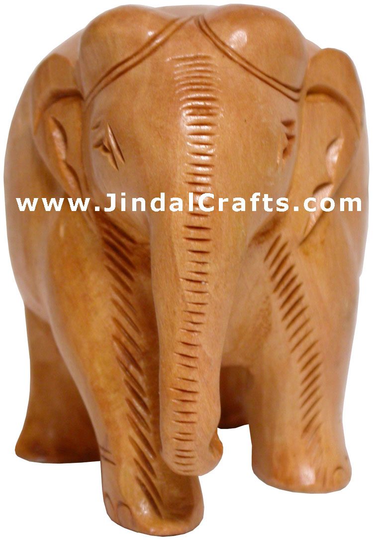 Hand Carved Wood Elephant Sculpture India Carving Art