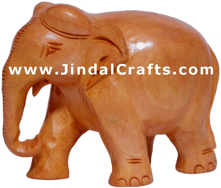Hand Carved Wood Elephant Sculpture India Carving Art