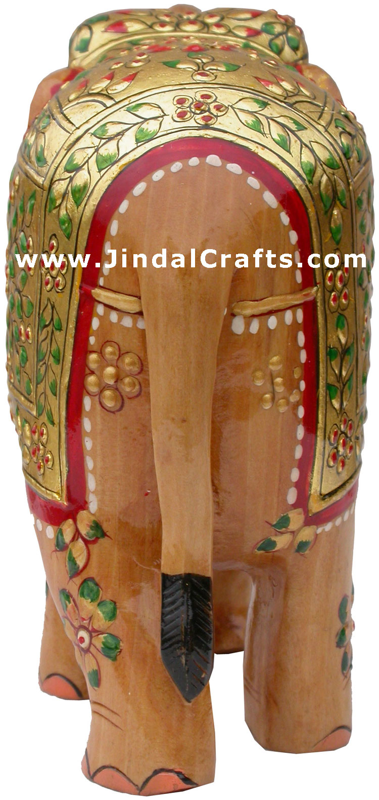 Elephant - Gold Painted Hand Carved Wooden Elephant Art