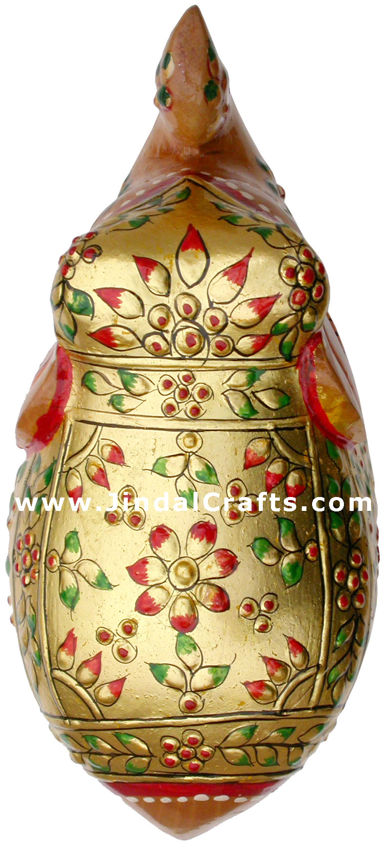Elephant - Gold Painted Hand Carved Wooden Elephant Art