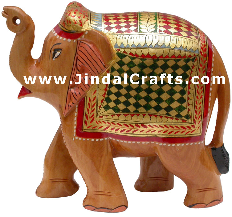 Real Gold Hand Painted Elephant - Indian Fine Artifacts