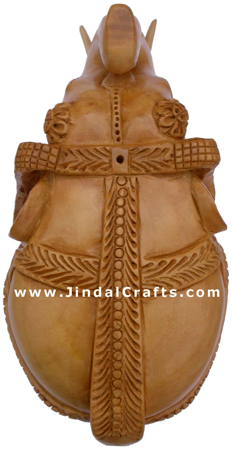 Handcarved Wooden Royal Elephant Figure India Artifacts