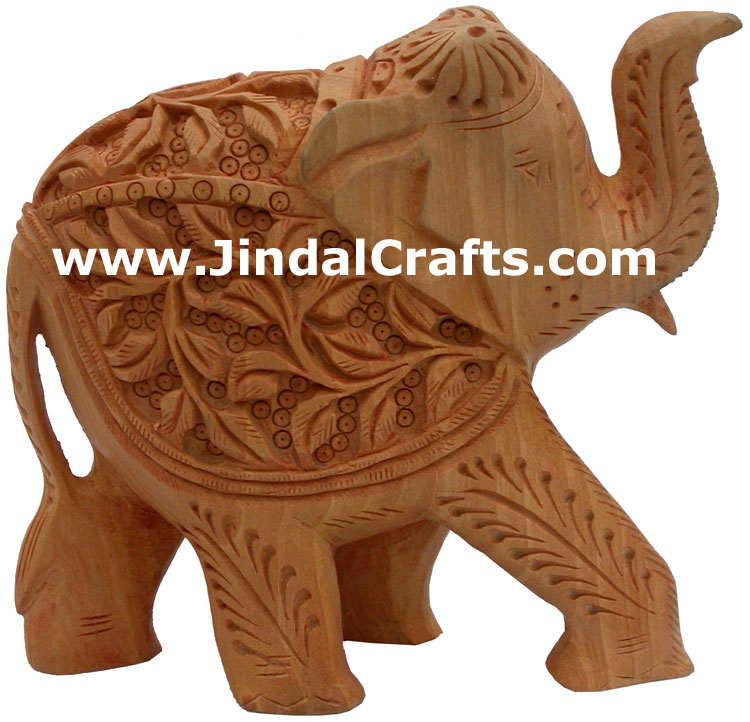 Hand Carved Wooden Elephant India Carving Handicrafts