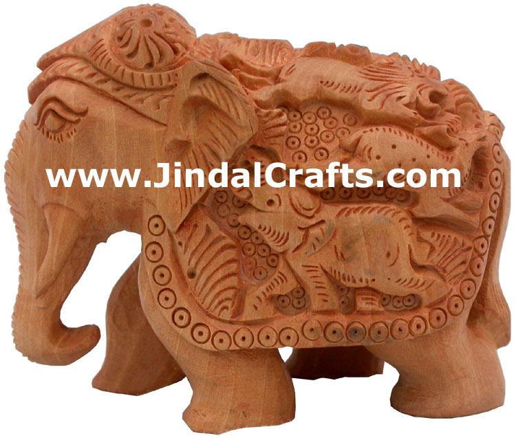 Hand Carved Wooden Elephant India Carving Handicrafts