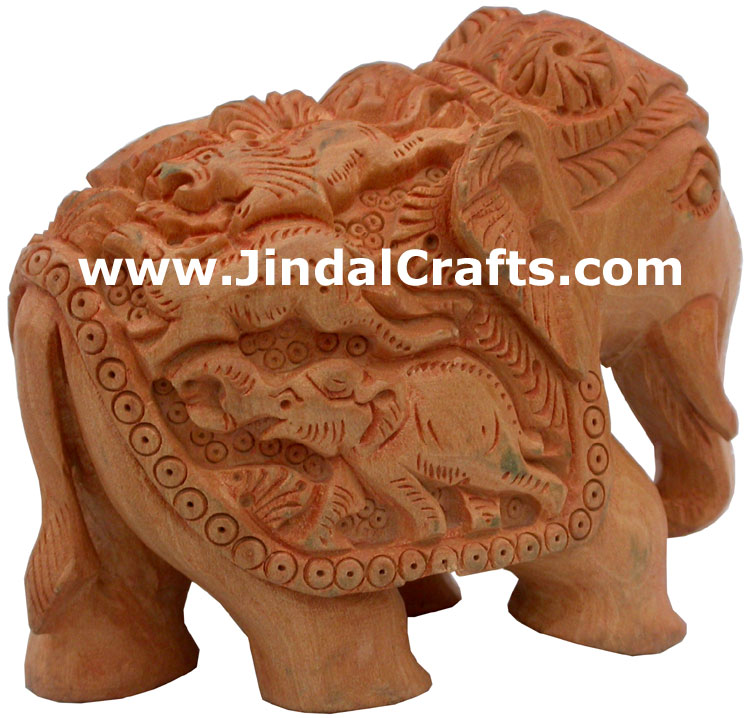 Hand Carved Wooden Elephant India Carving Handicrafts