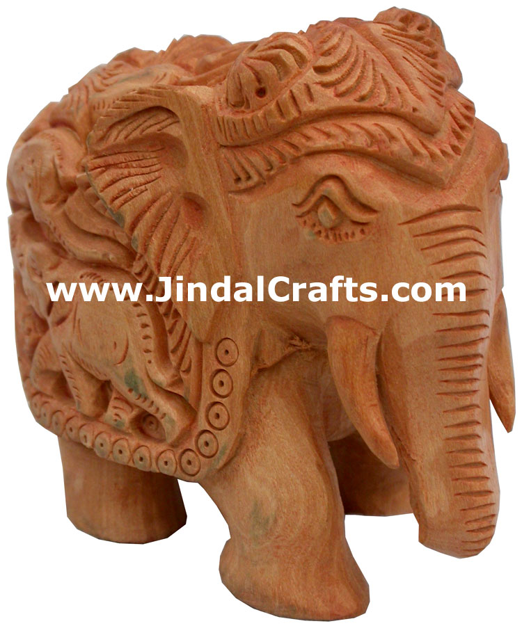 Hand Carved Wooden Elephant India Carving Handicrafts