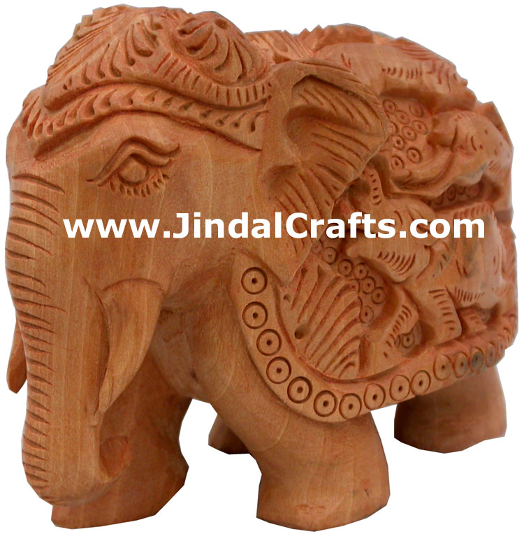 Hand Carved Wooden Elephant India Carving Handicrafts