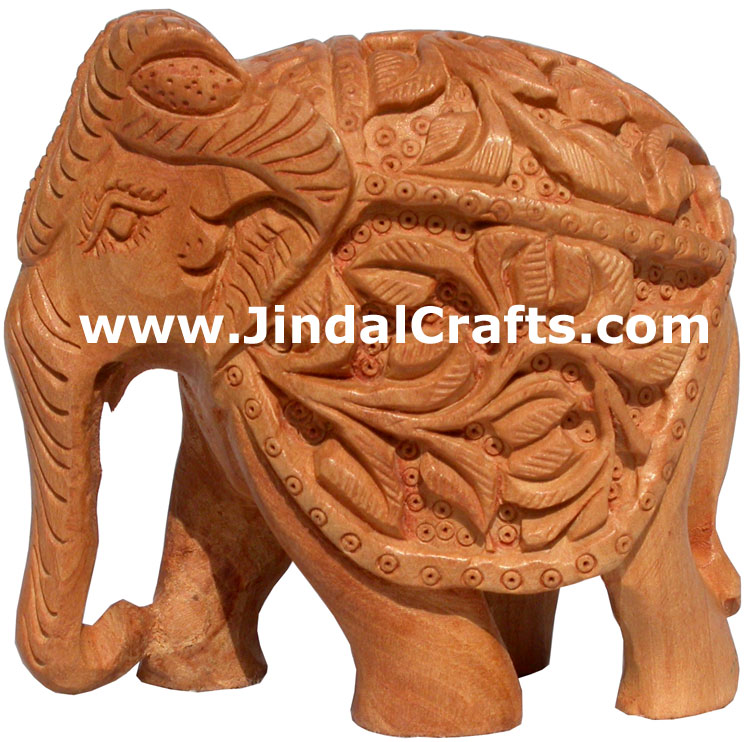 Hand Carved Wooden Elephant India Carving Handicrafts