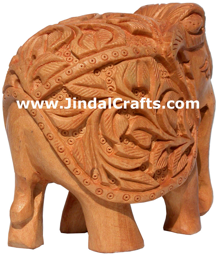 Hand Carved Wooden Elephant India Carving Handicrafts