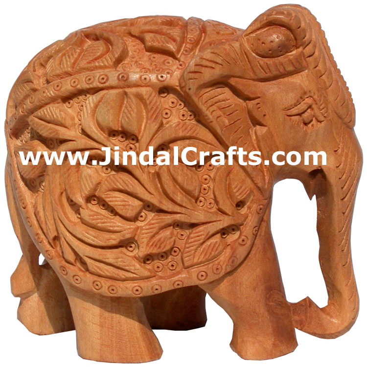 Hand Carved Wooden Elephant India Carving Handicrafts