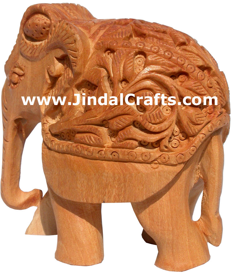 Hand Carved Wooden Elephant India Carving Handicrafts