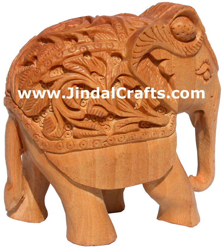 Hand Carved Wooden Elephant India Carving Handicrafts