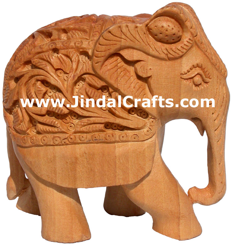 Hand Carved Wooden Elephant India Carving Handicrafts