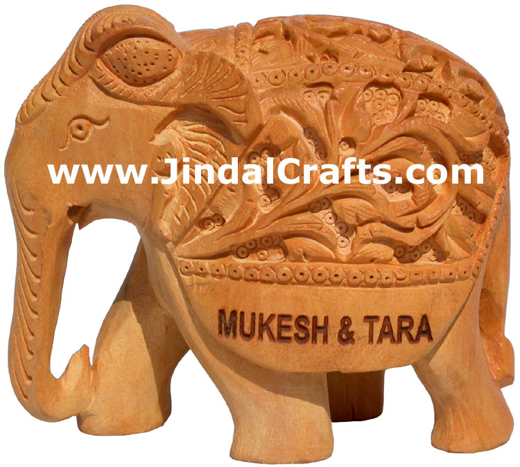 Hand Carved Wooden Elephant India Carving Handicrafts