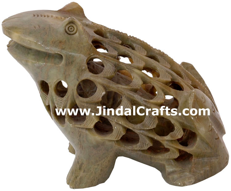 Frog - Hand Carved Soft Stone Animals Figures India Art