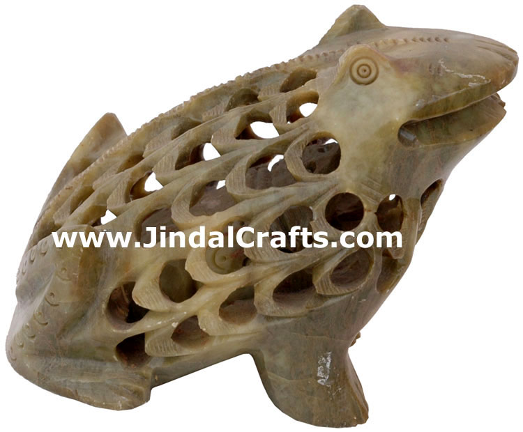 Frog - Hand Carved Soft Stone Animals Figures India Art
