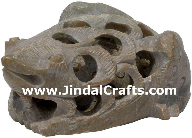 Frog - Hand Carved Soft Stone Animals Figures India Art
