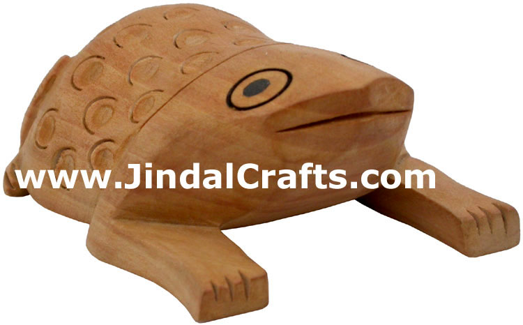 Frog - Hand Carved Wooden Animals Figures India Art
