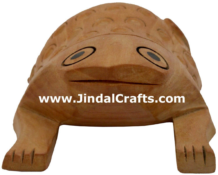 Frog - Hand Carved Wooden Animals Figures India Art