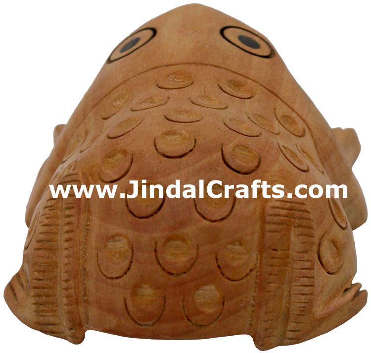 Frog - Hand Carved Wooden Animals Figures India Art