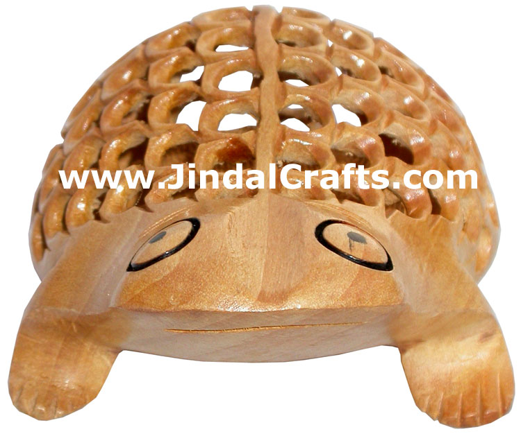 Turtle Animal Wood Carving Hand Carved Figurines India
