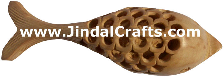 Kadam Wood Hand Carved Dolphin Fish India Artifacts Art