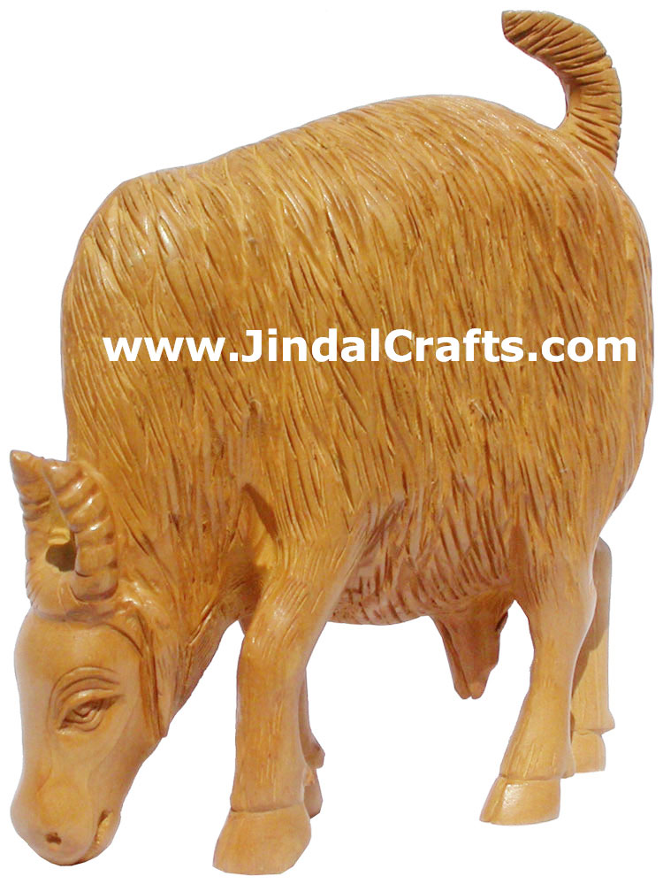 Exclusive Handmade Wooden Sculpture Goat India Carving