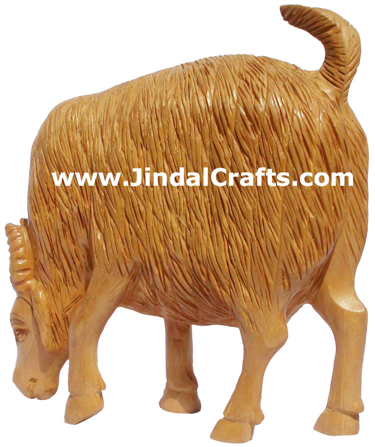 Exclusive Handmade Wooden Sculpture Goat India Carving