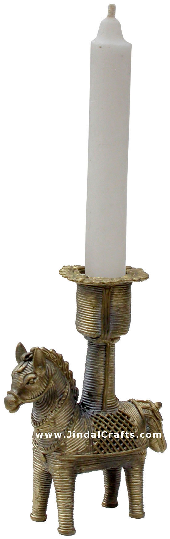 Dhokra Horse Candle Stand - Indian Tribal Art