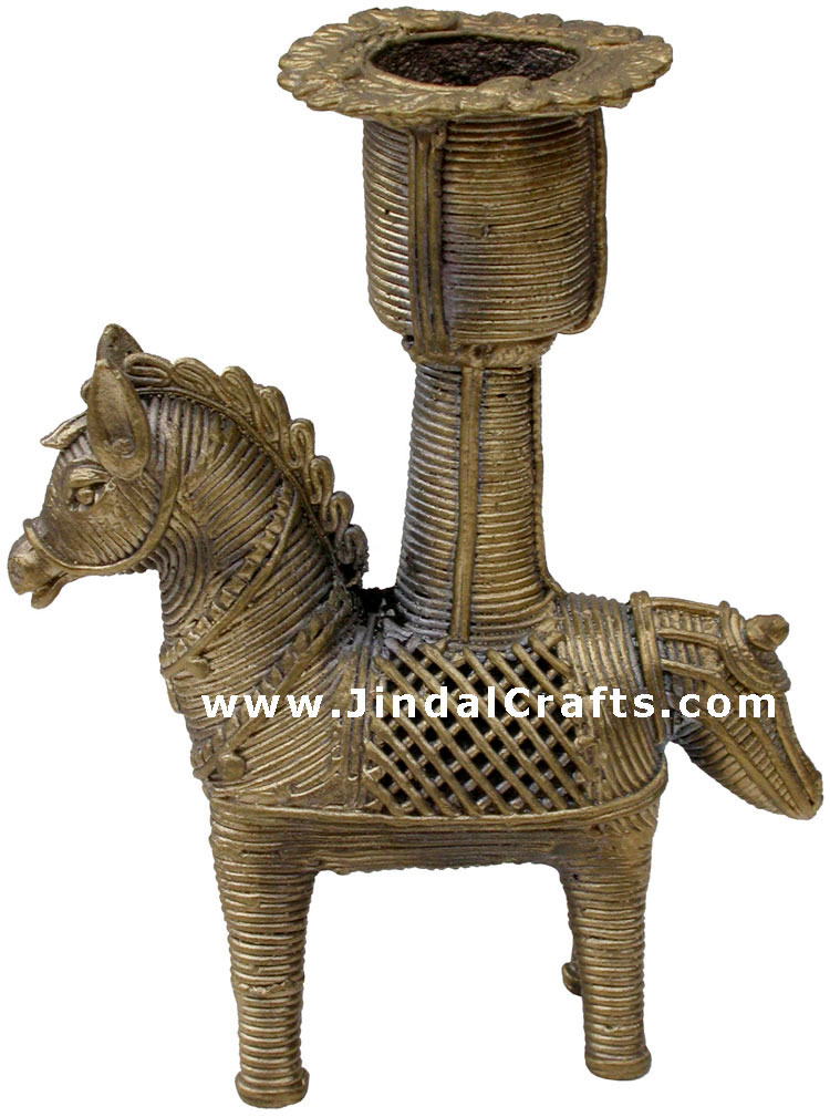 Dhokra Horse Candle Stand - Indian Tribal Art