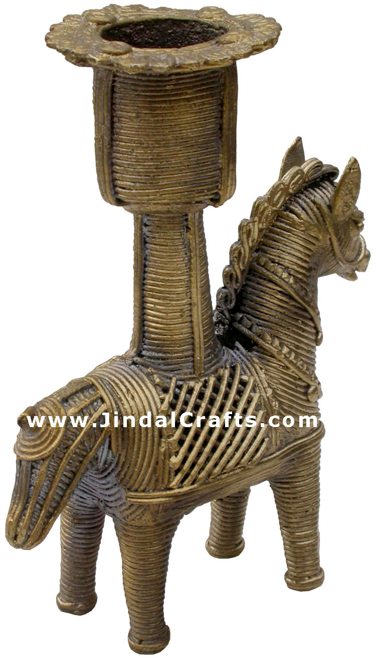 Dhokra Horse Candle Stand - Indian Tribal Art
