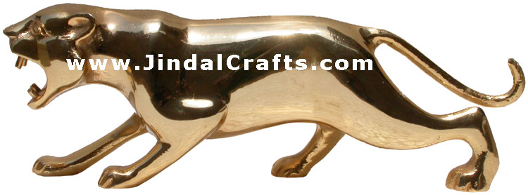 Lion - Gold Polished Brass Animal Figure India Artifact