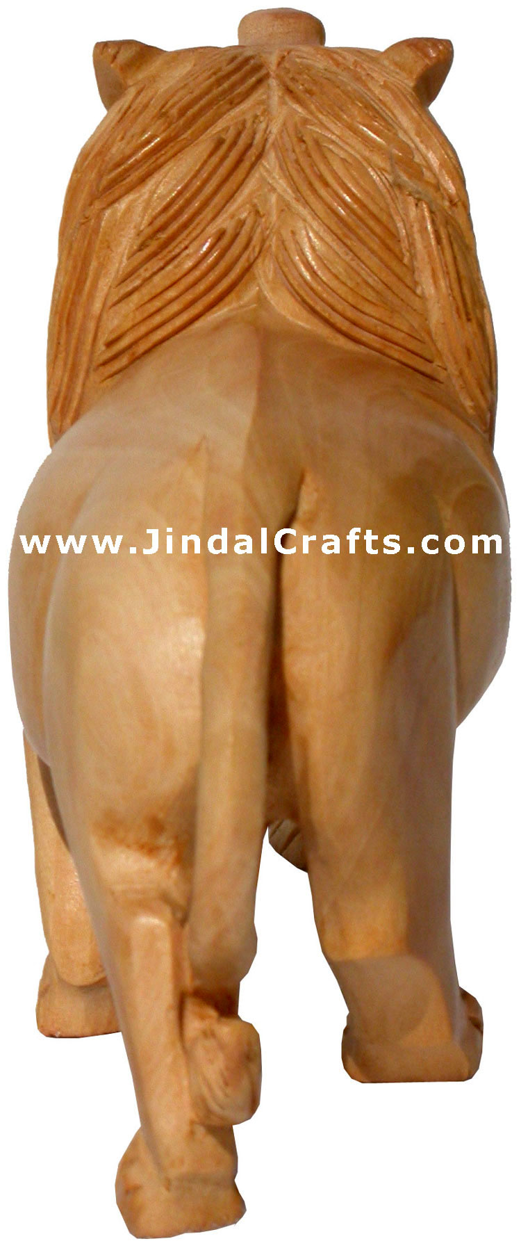 Pair of 2 wooden Lions - Hand Carved Indian Statue Art