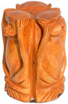 Hand Carved 3 Wise Monkeys Mahatma Gandhi India Arts