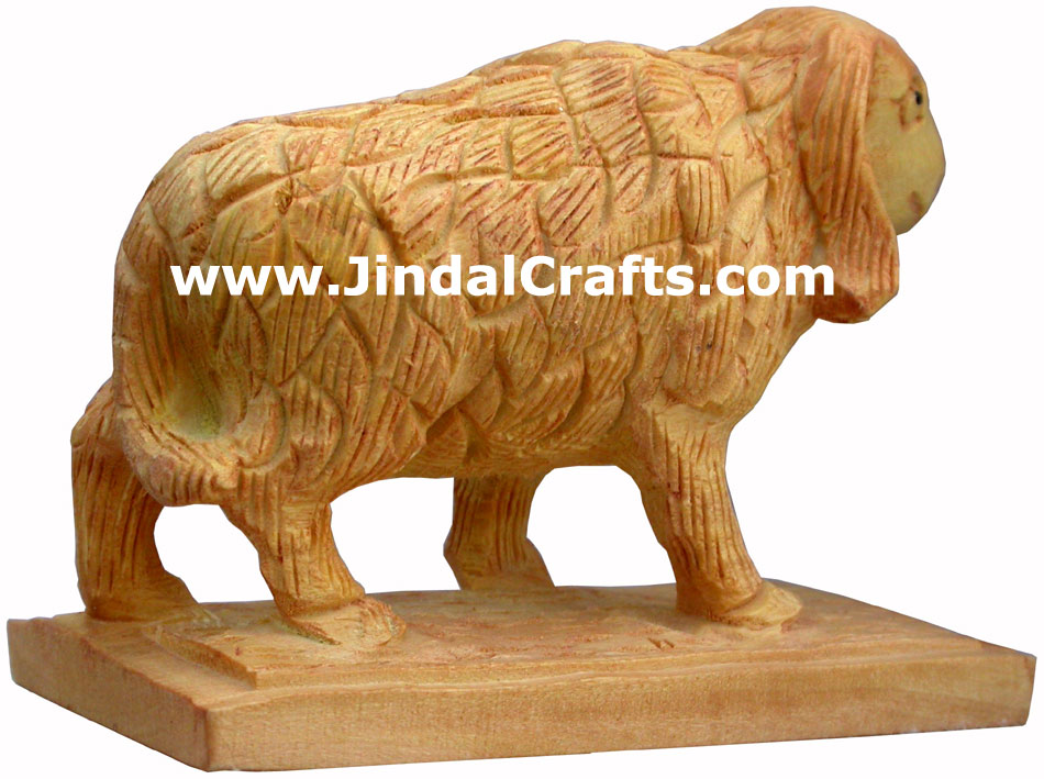 Wooden Sheep - Hand Carved Indian Art Craft Handicraft Figurine Home Decor