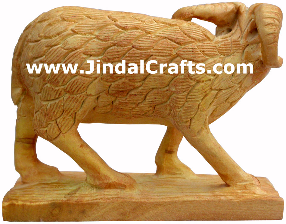 Wooden Sheep - Hand Carved Indian Art Craft Handicraft Figurine Home Decor