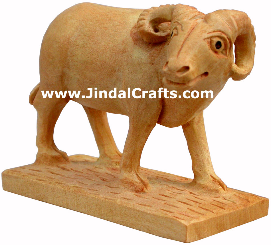 Wooden Sheep - Hand Carved Indian Art Craft Handicraft Figurine Home Decor