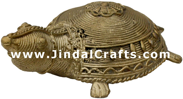 Turtle - Tribal Dhokra Metal Animal Artifact from India