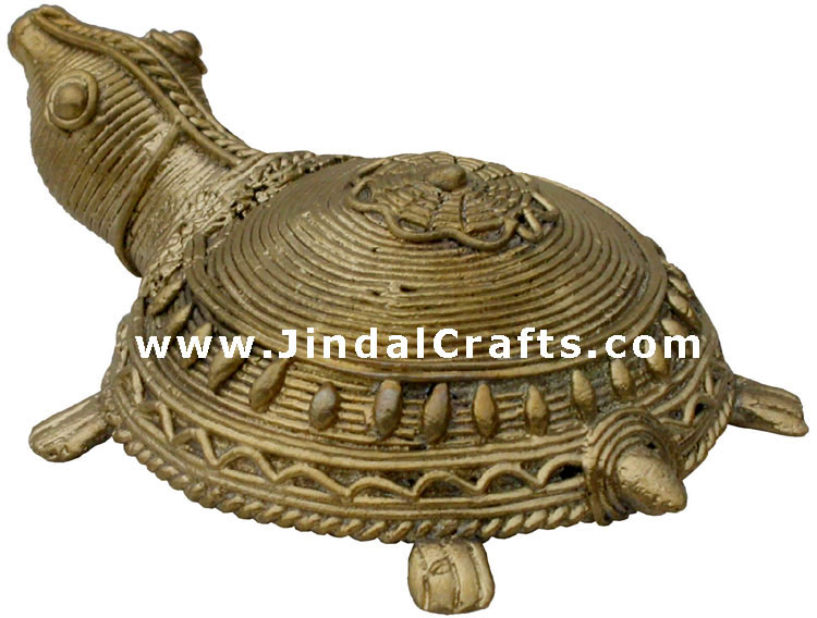 Turtle - Tribal Dhokra Metal Animal Artifact from India