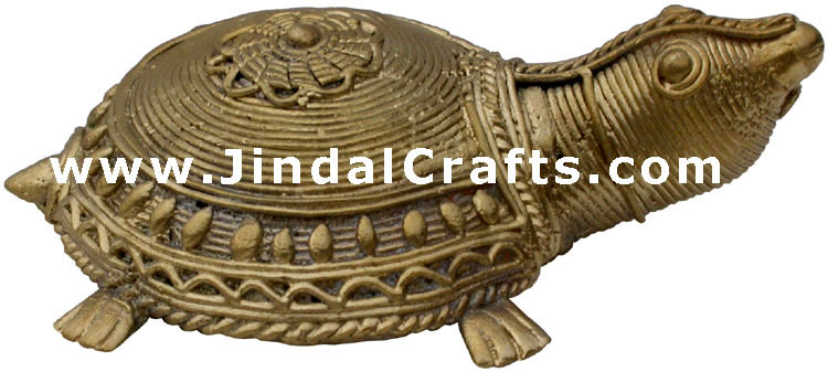Turtle - Tribal Dhokra Metal Animal Artifact from India